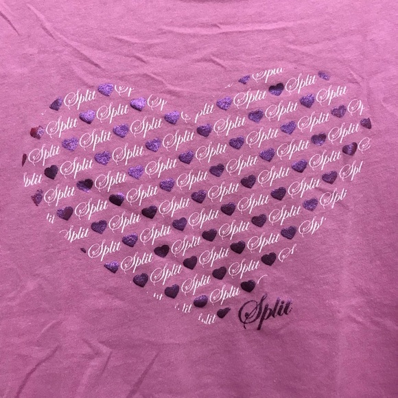 Split Beachwear Pink Logo Graphic Heart T-Shirt - Picture 2 of 4